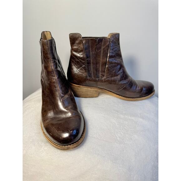 Eileen Fisher Oxblood Brown Leather Booties Ankle Boots 10 - Picture 2 of 8